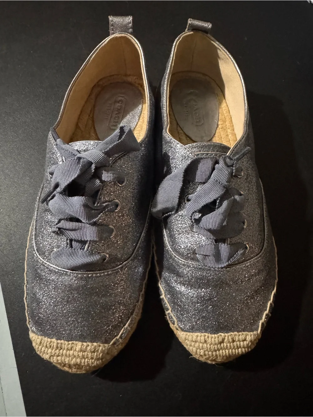 Coach Women's Ramira Glitter Espadrille Sneakers - Blue Gunmetal Size 7